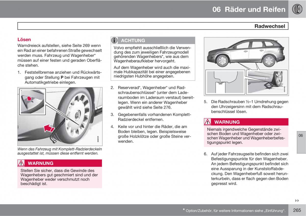 Volvo XC60 I 1 Handbuch / page 265