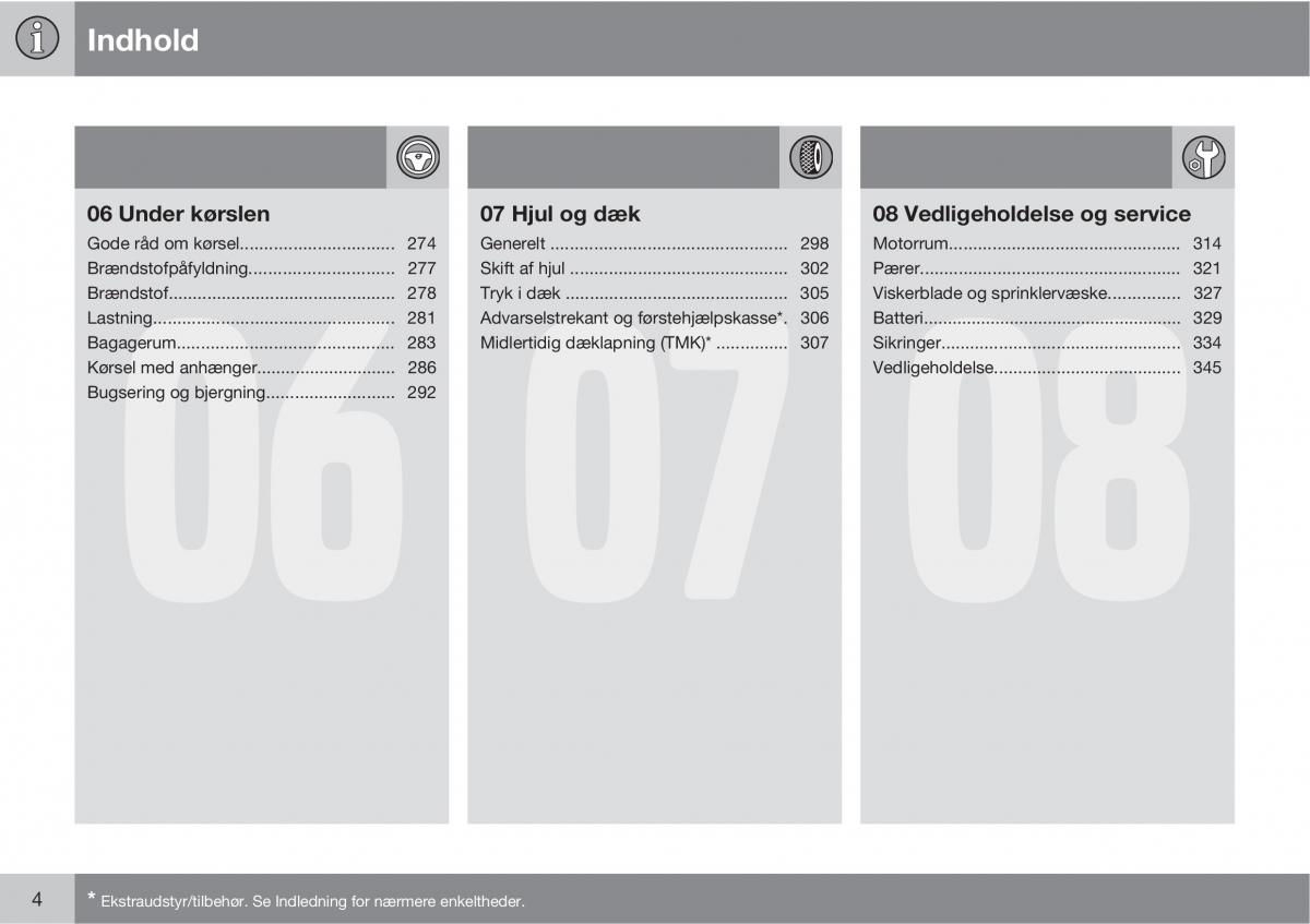 Volvo XC60 I 1 Bilens instruktionsbog / page 6