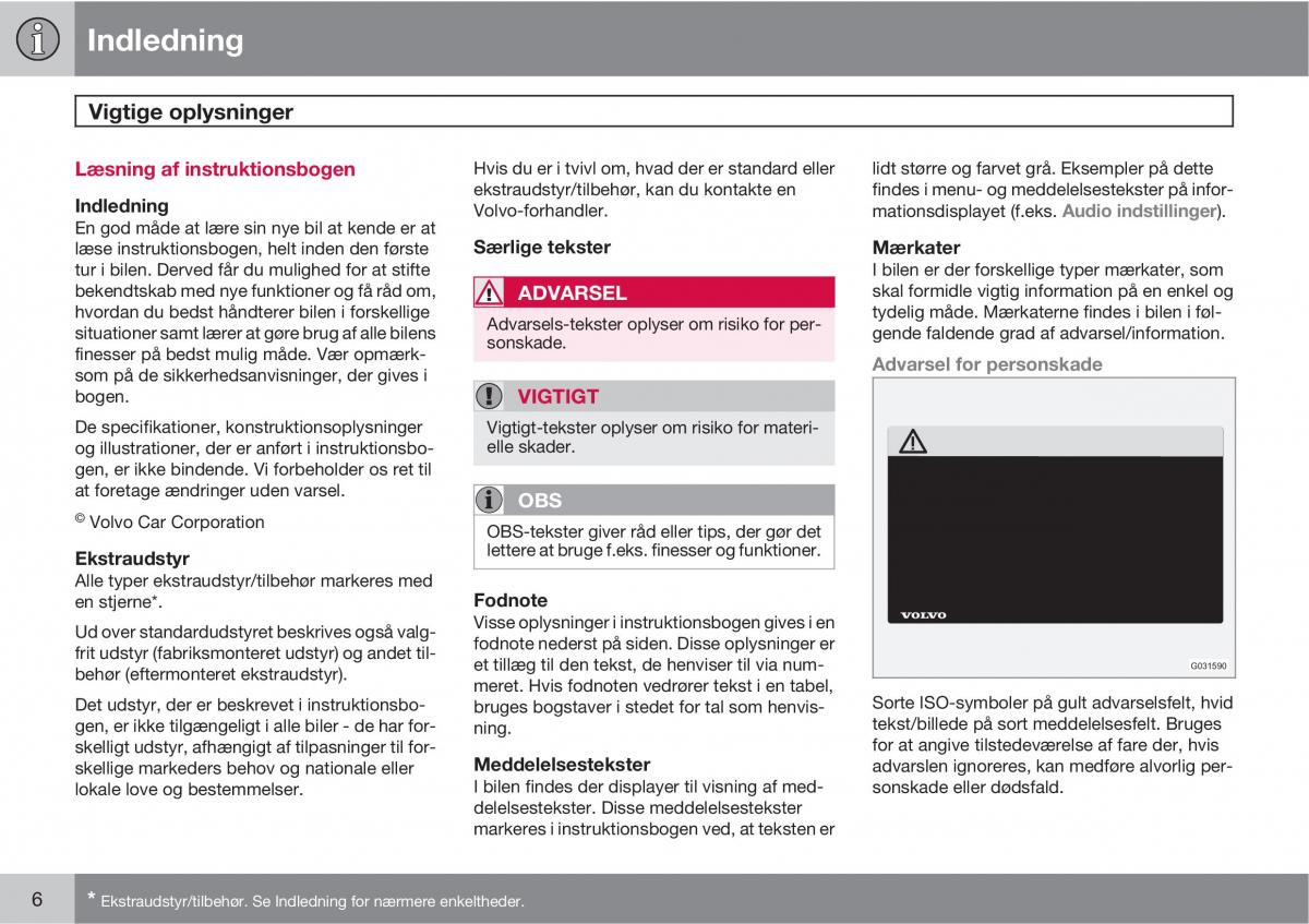 Volvo XC60 I 1 Bilens instruktionsbog / page 8