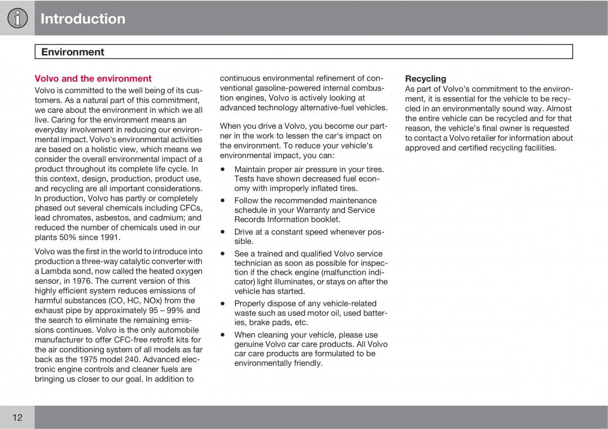 Volvo XC60 I 1 owners manual / page 12