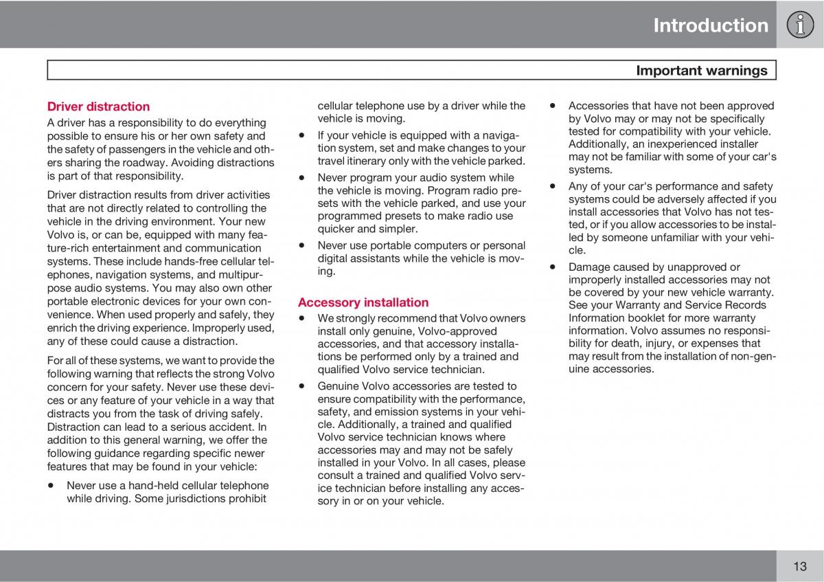 manual  Volvo XC60 I 1 owners manual / page 13