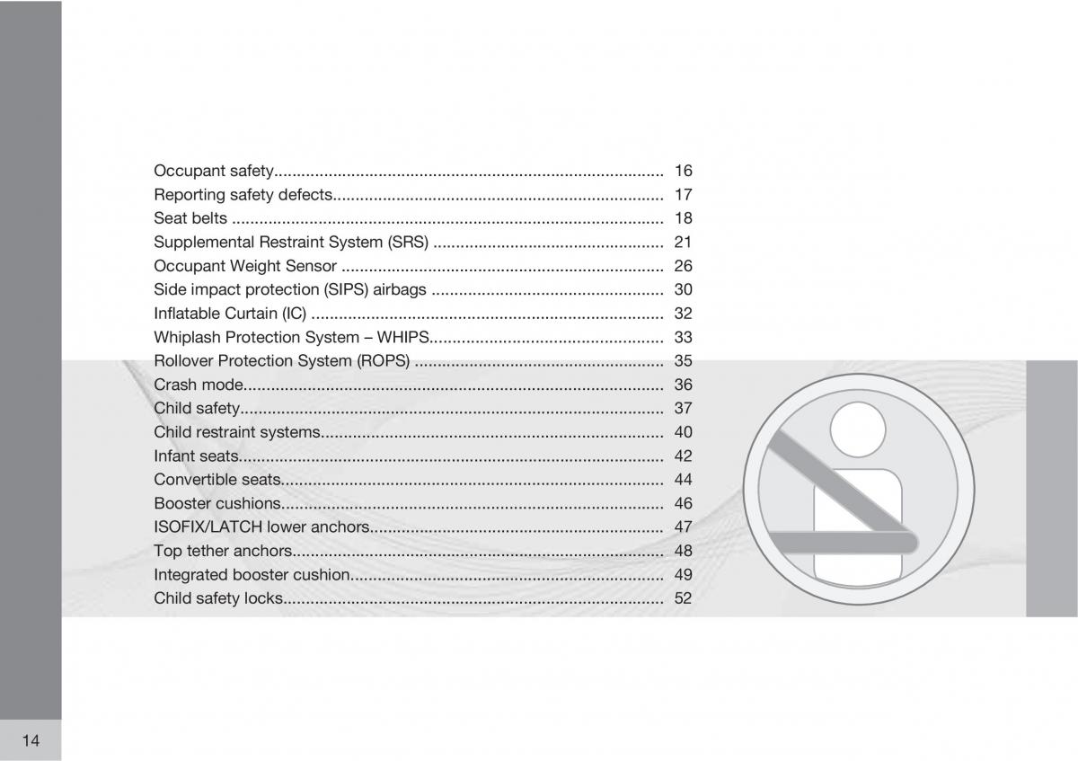 Volvo XC60 I 1 owners manual / page 14