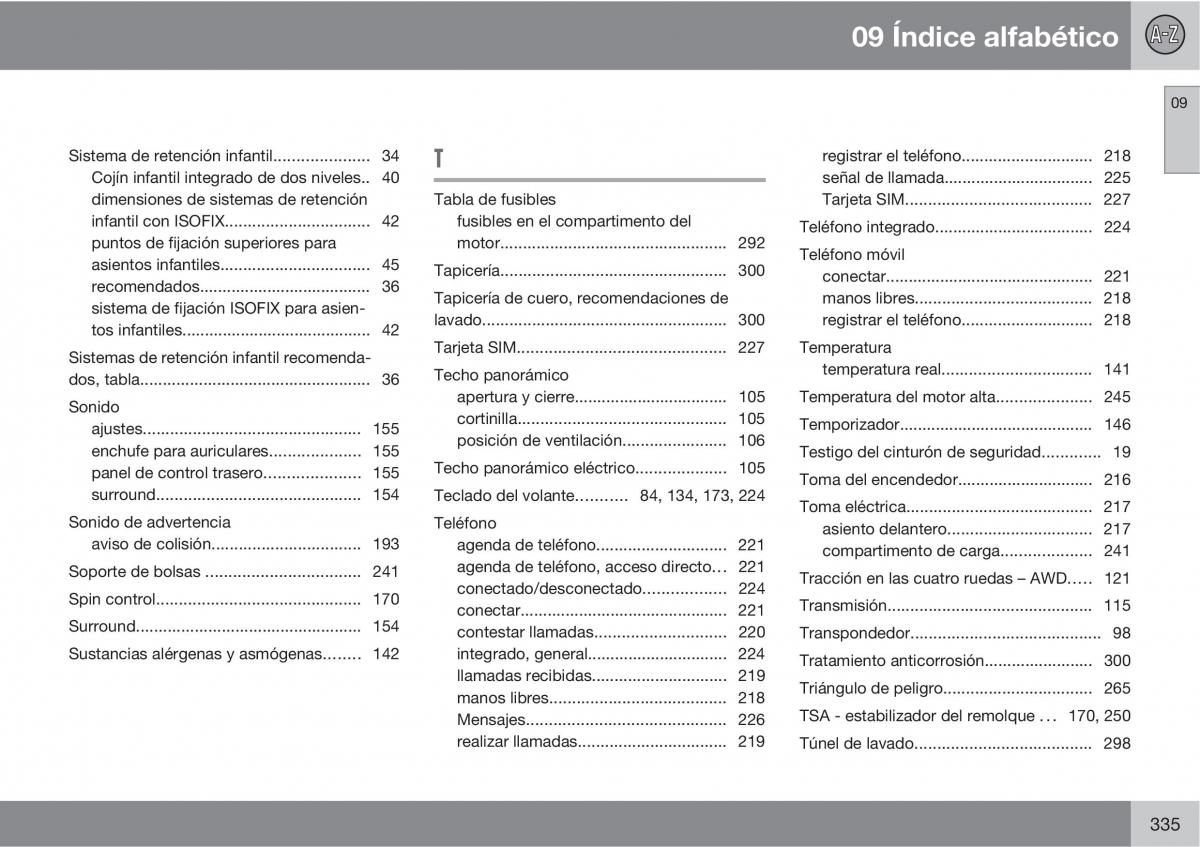 Volvo XC60 I 1 manual del propietario / page 335