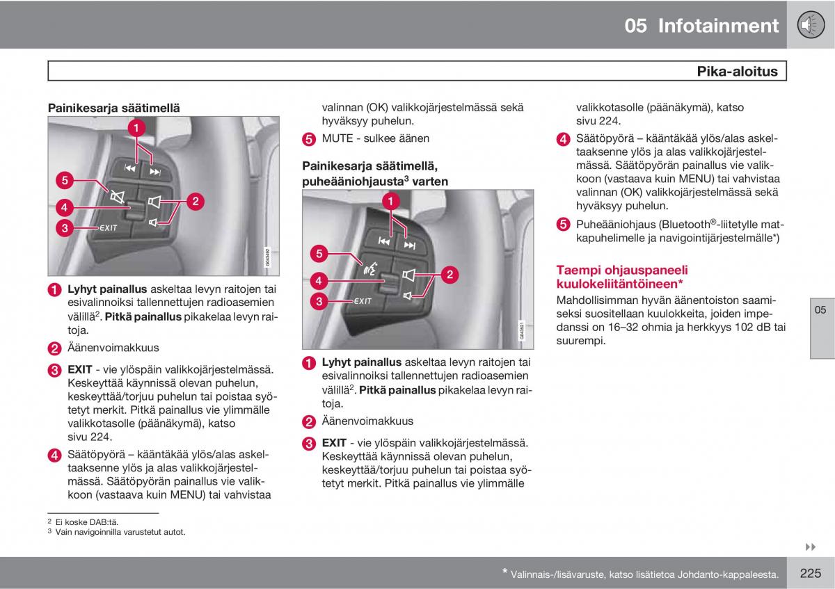 Volvo XC60 I 1 omistajan kasikirja / page 227