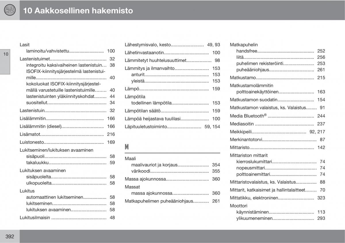 manual Volvo XC60 I 1 omistajan kasikirja / page 394