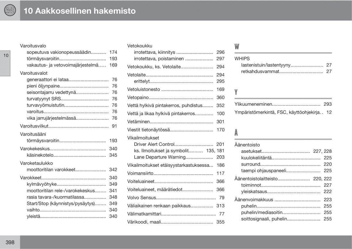 manual  Volvo XC60 I 1 omistajan kasikirja / page 400