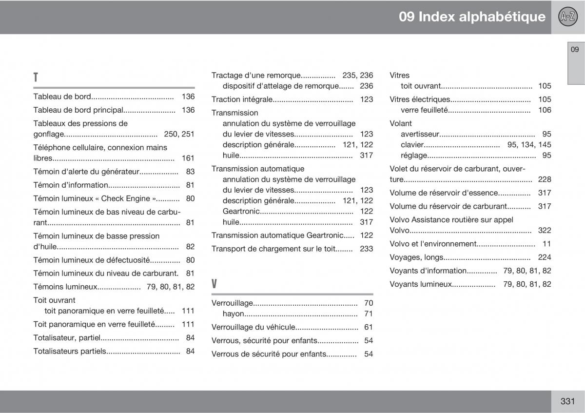 manual Volvo XC60 I 1 manuel du proprietaire / page 333