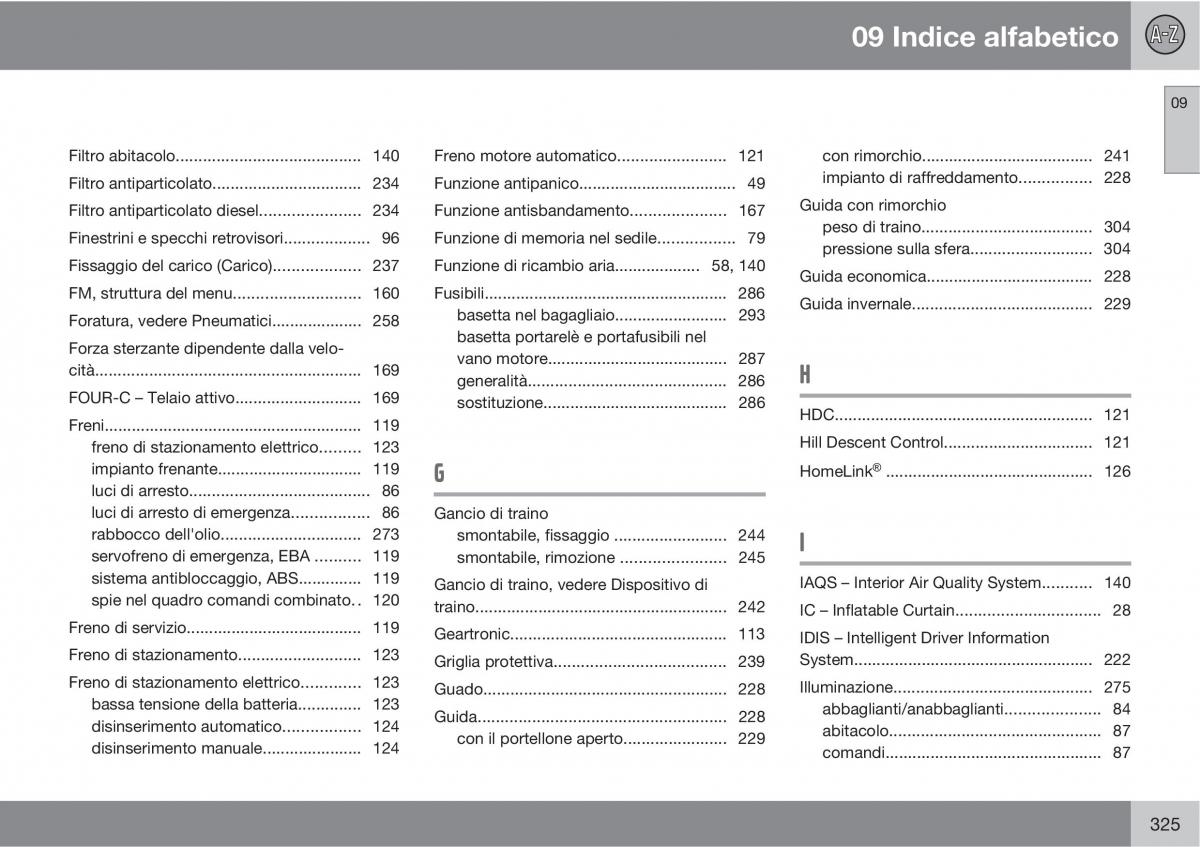 manual Volvo XC60 I 1 manuale del proprietario / page 325