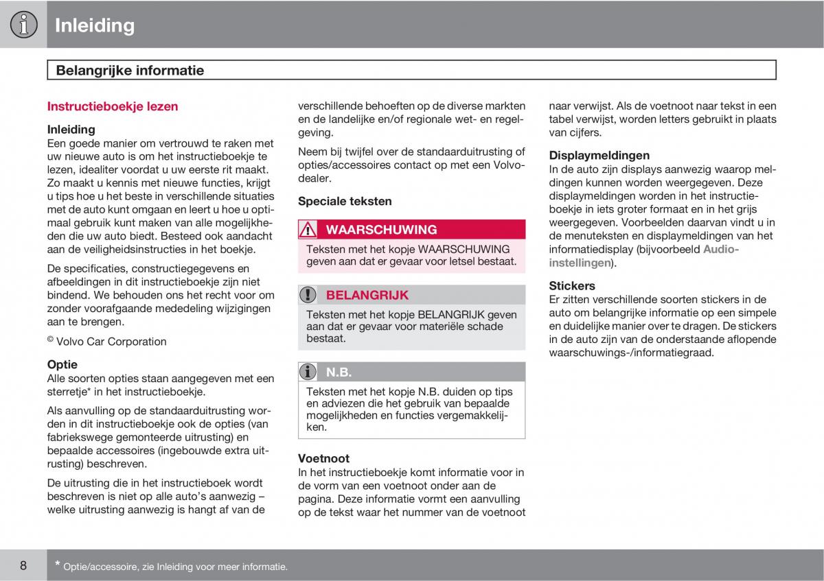 manual Volvo XC60 I 1 handleiding / page 8