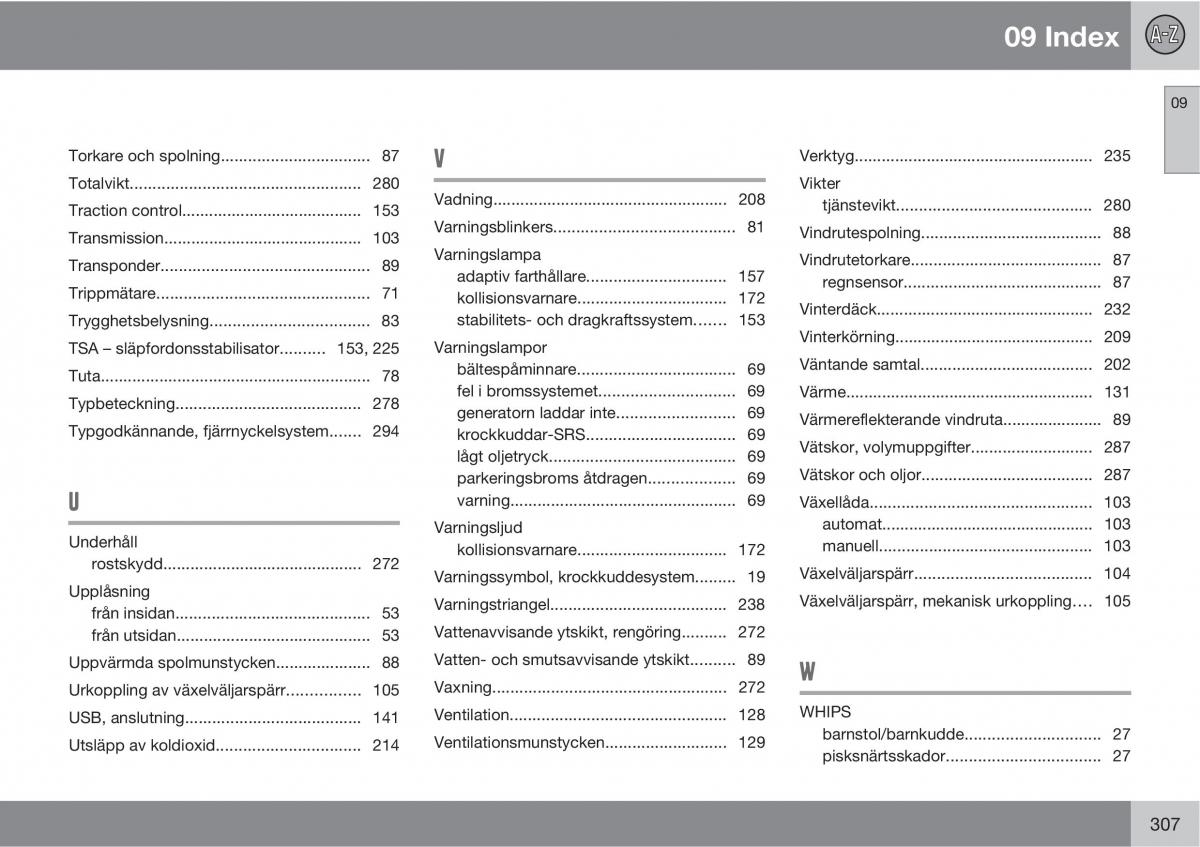 Volvo XC60 I 1 instruktionsbok / page 307