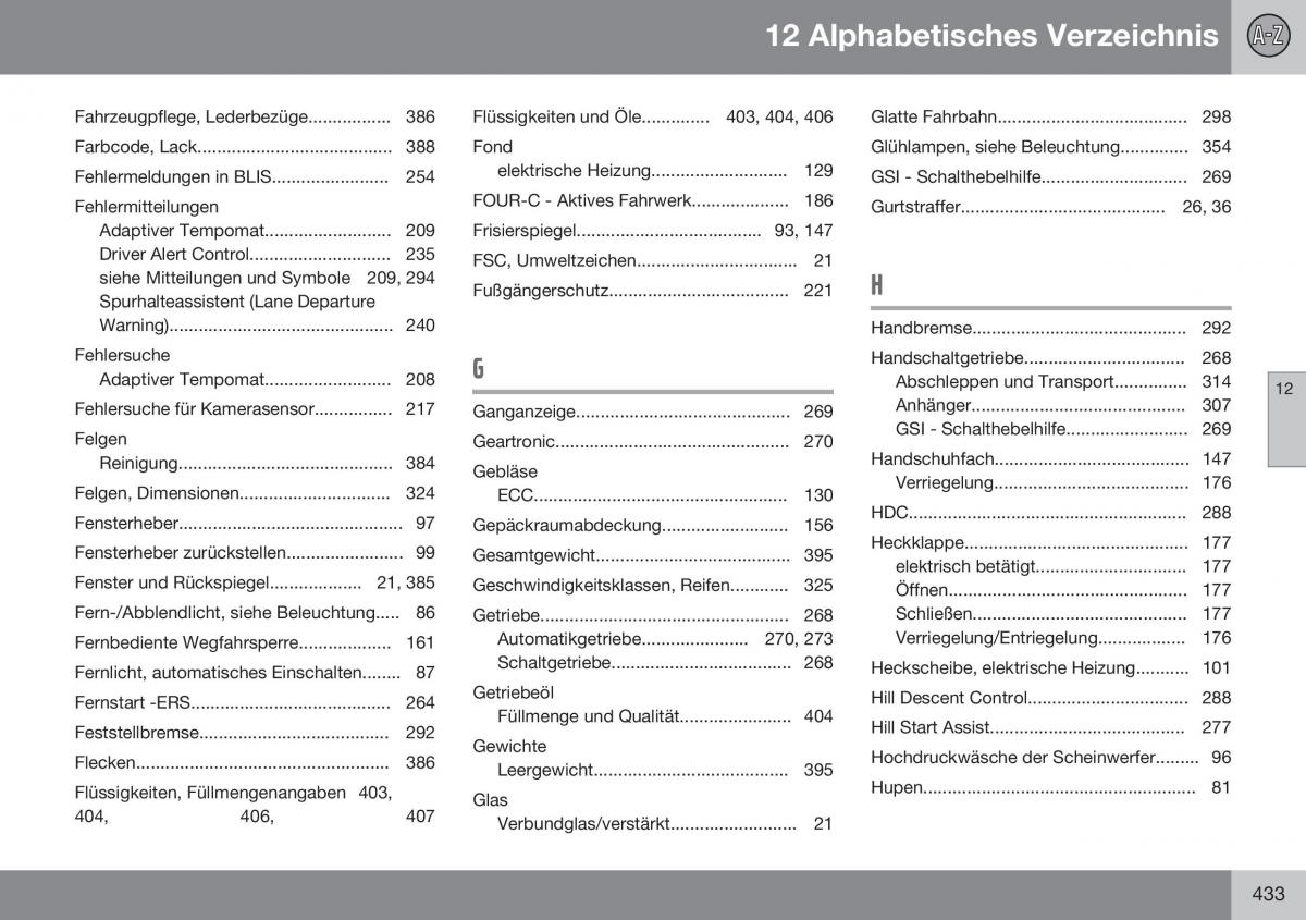 Volvo XC60 I 1 FL Handbuch / page 435