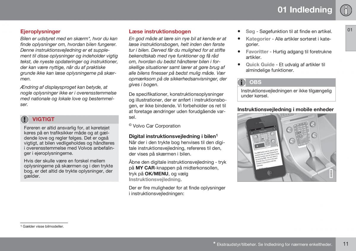 Volvo XC60 I 1 FL Bilens instruktionsbog / page 13