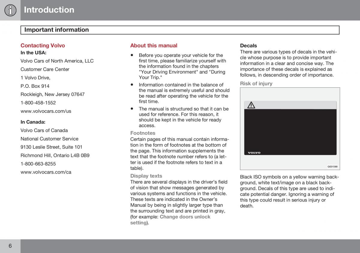 Volvo XC60 I 1 FL owners manual / page 8