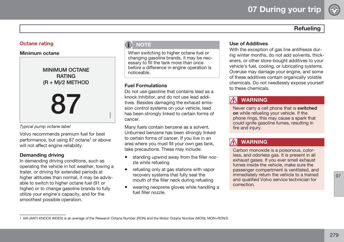 Volvo XC60 I 1 FL owners manual / page 281