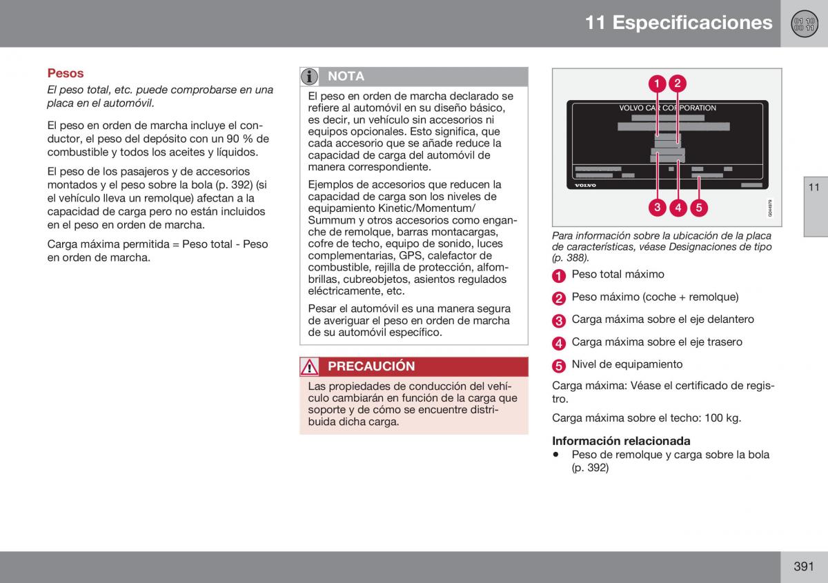 Volvo XC60 I 1 FL manual del propietario / page 393