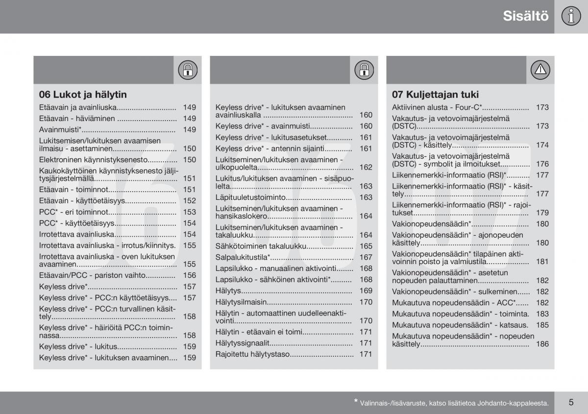 Volvo XC60 I 1 FL omistajan kasikirja / page 7