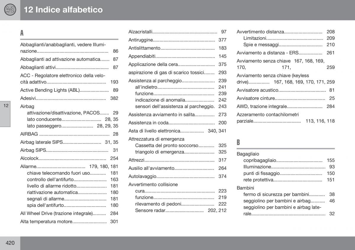 Volvo XC60 I 1 FL manuale del proprietario / page 422