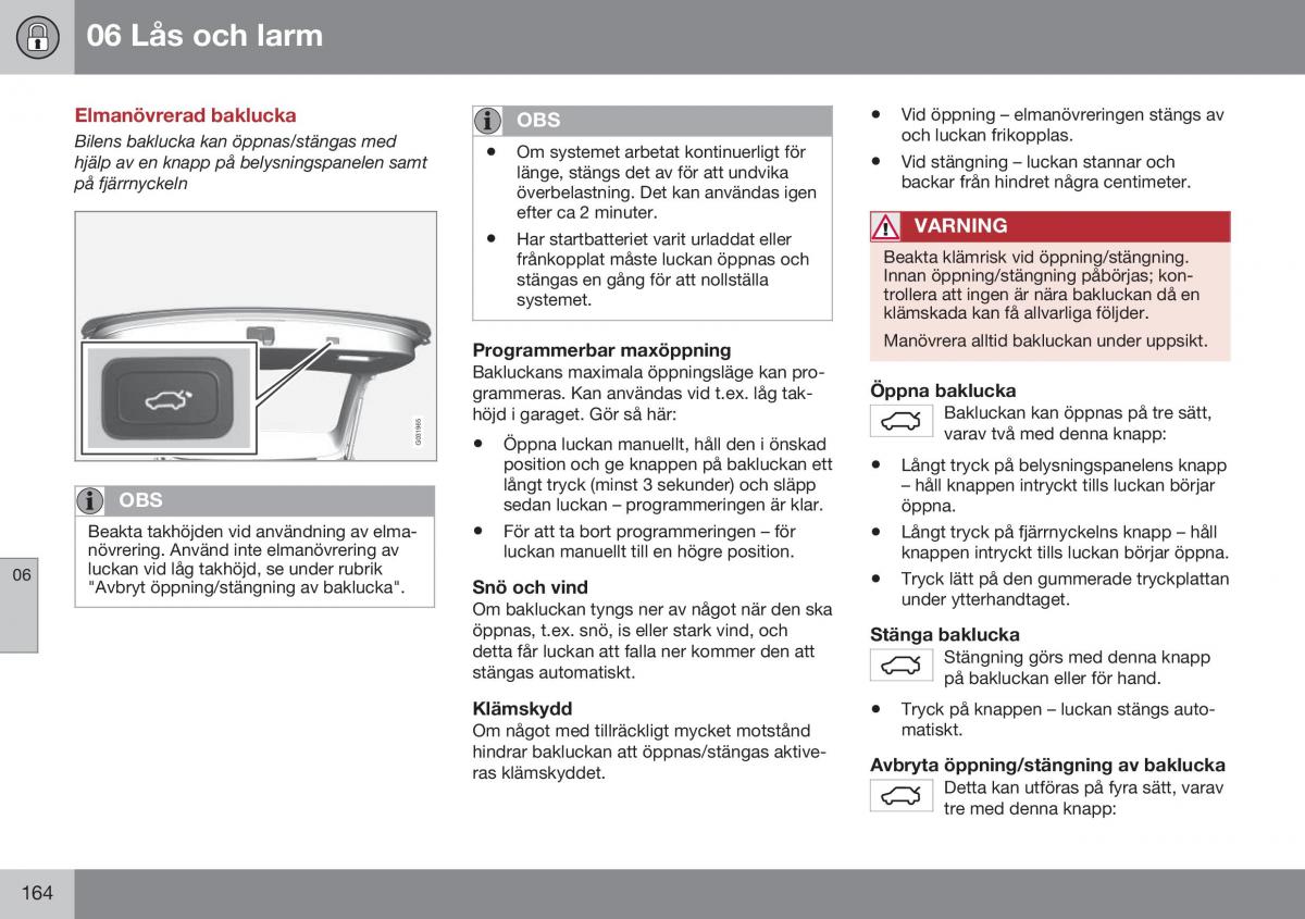 Volvo XC60 I 1 FL instruktionsbok / page 166
