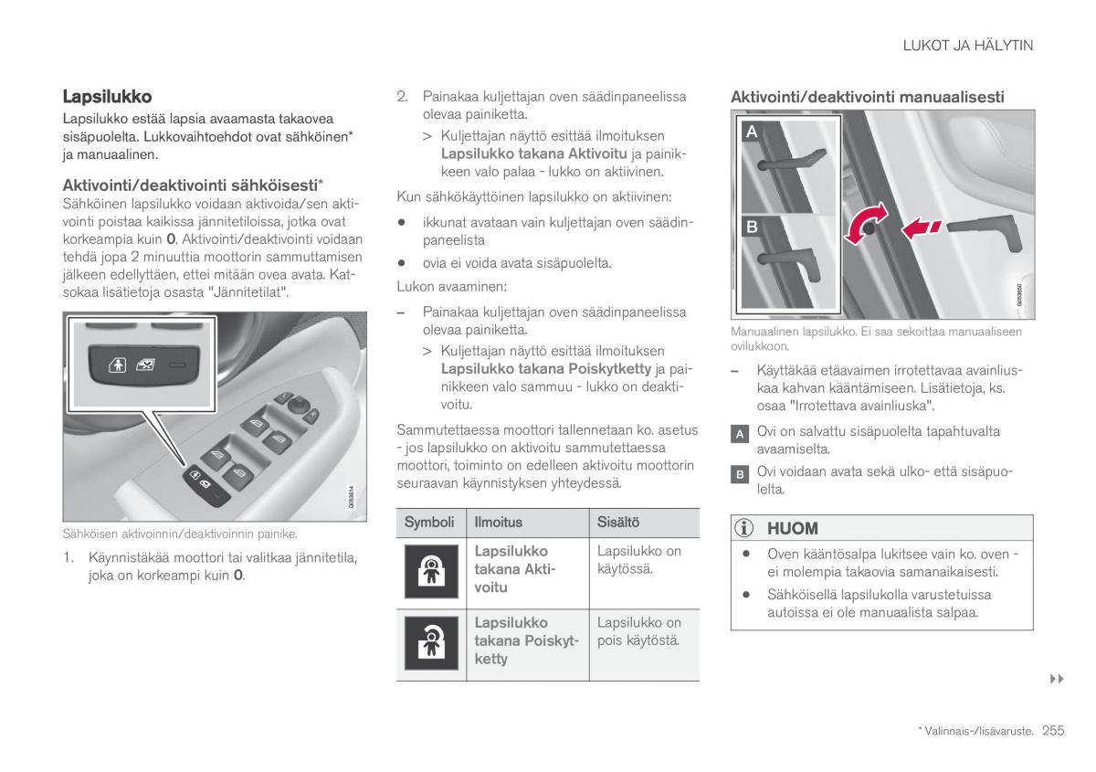 Volvo XC60 II 2 omistajan kasikirja / page 257