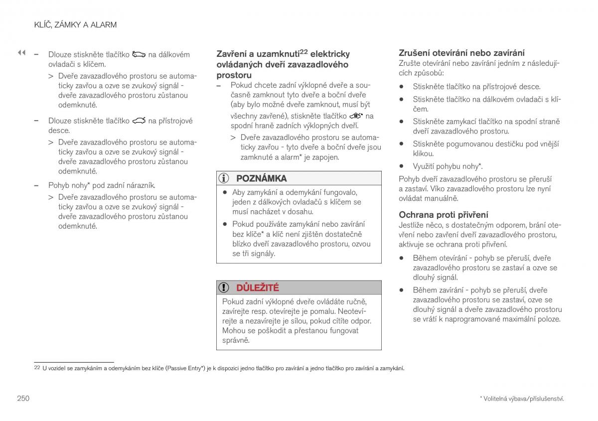 Volvo XC40 navod k obsludze / page 252