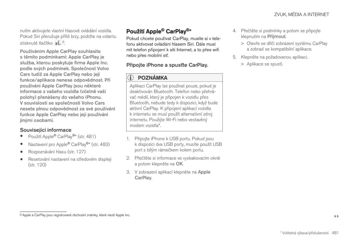 Volvo XC40 navod k obsludze / page 483