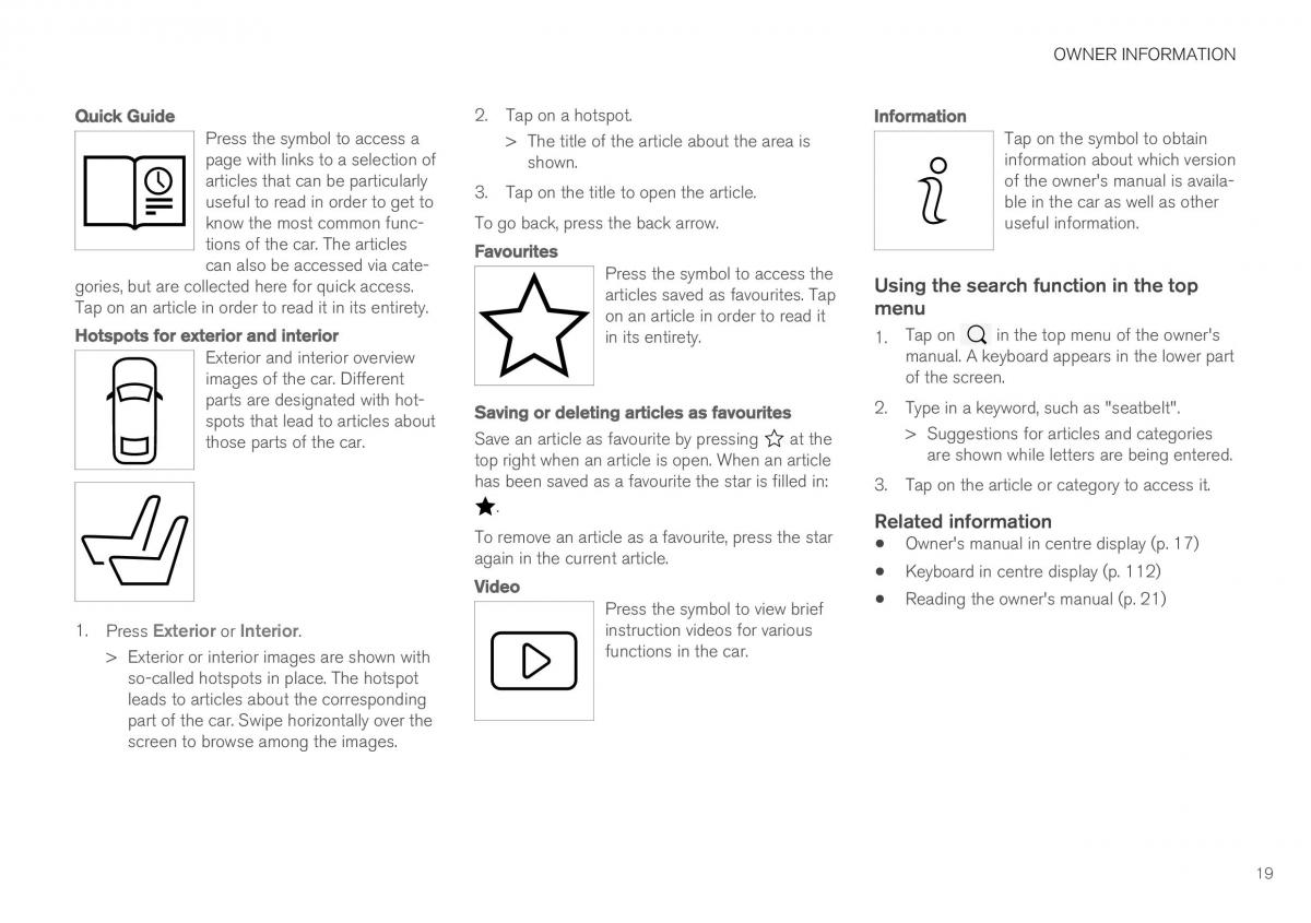 Volvo XC40 owners manual / page 21