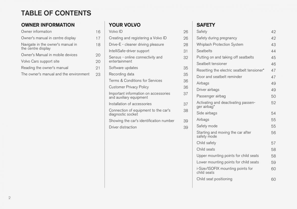 Volvo XC40 owners manual / page 4