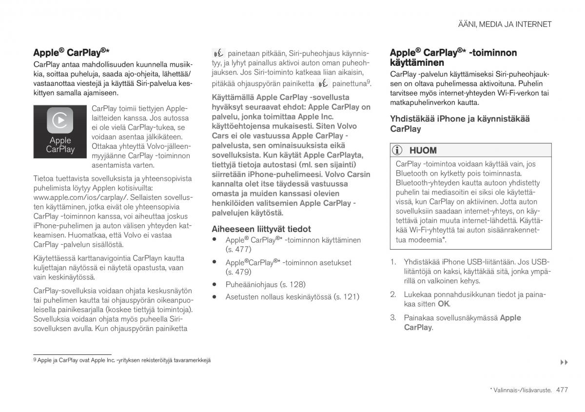 Volvo XC40 omistajan kasikirja / page 479