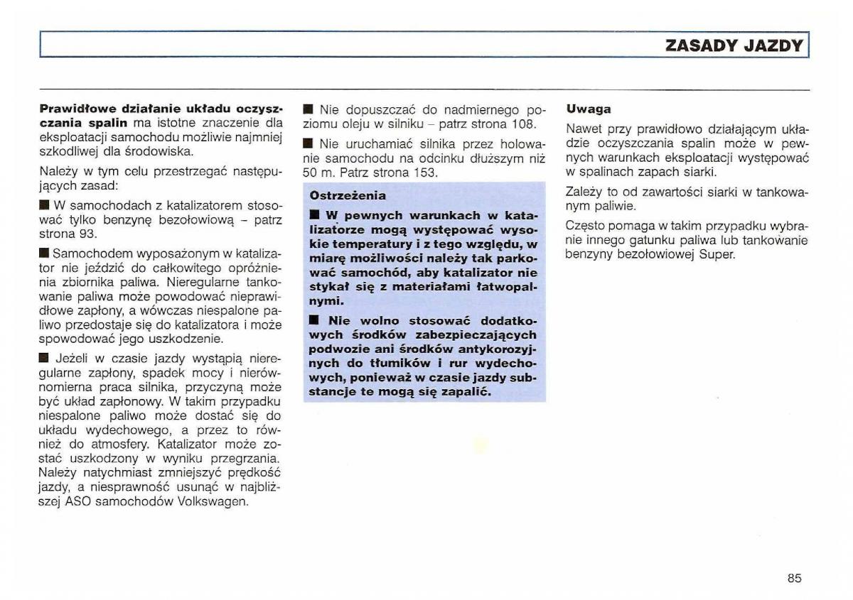 VW Polo III 3 instrukcja obslugi / page 87