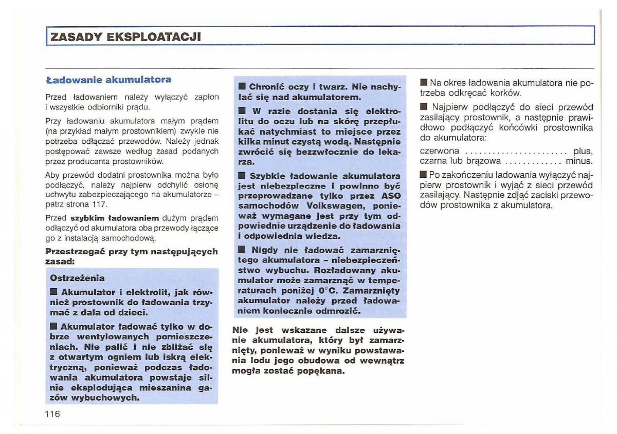 VW Polo III 3 instrukcja obslugi / page 118