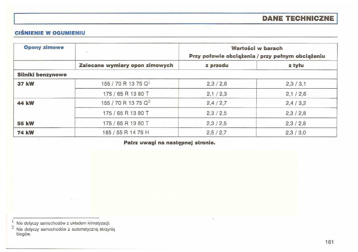 VW Polo III 3 instrukcja obslugi / page 163