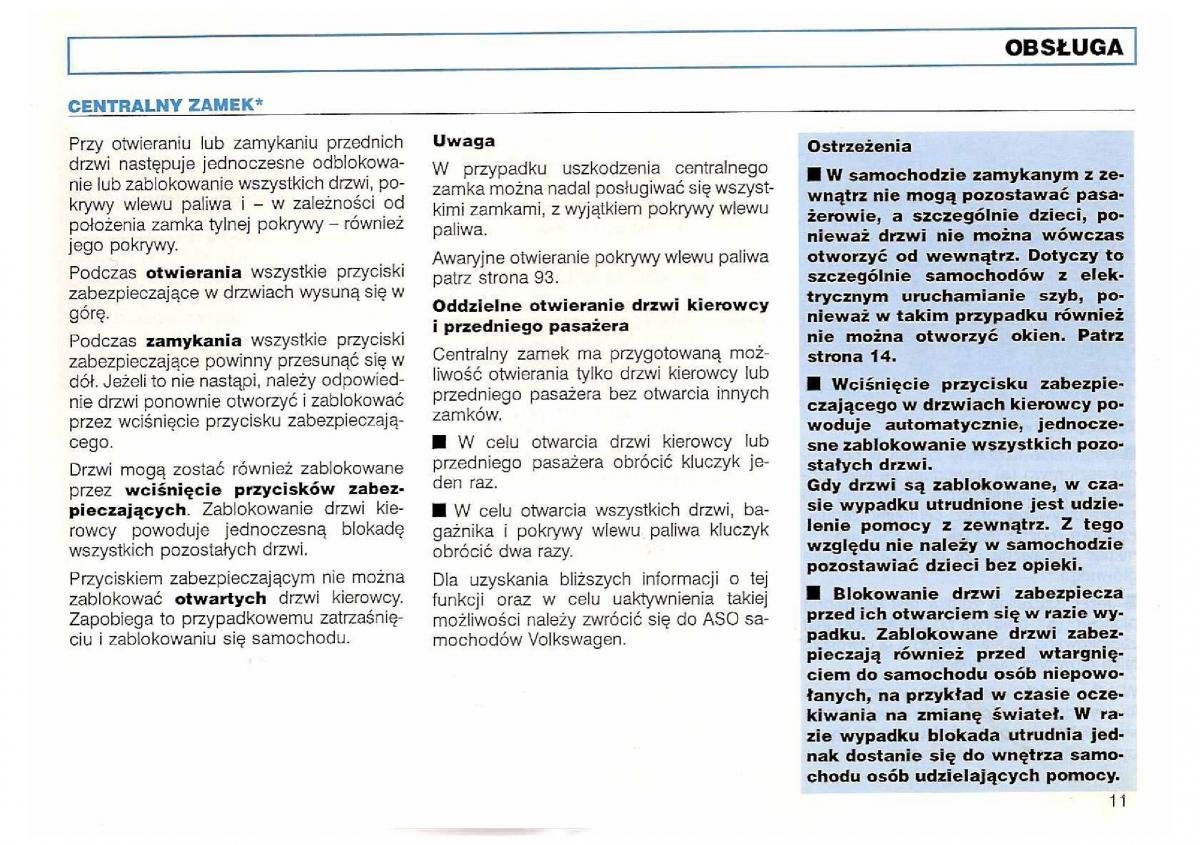 VW Polo III 3 instrukcja obslugi / page 13