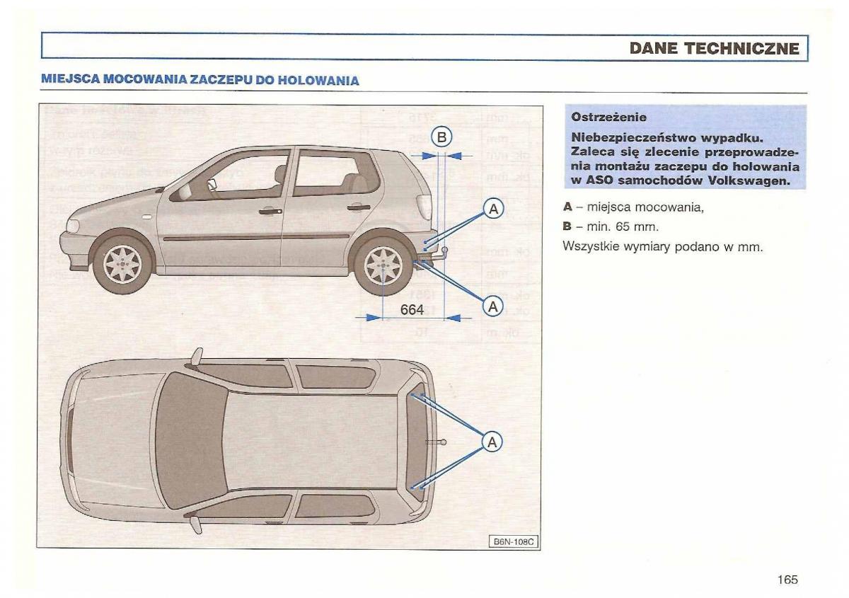 VW Polo III 3 instrukcja obslugi / page 167