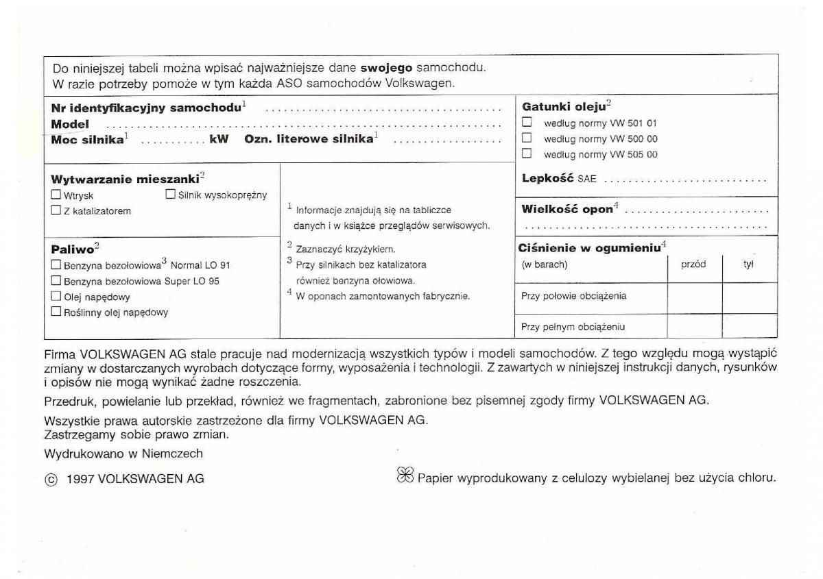 VW Polo III 3 instrukcja obslugi / page 179