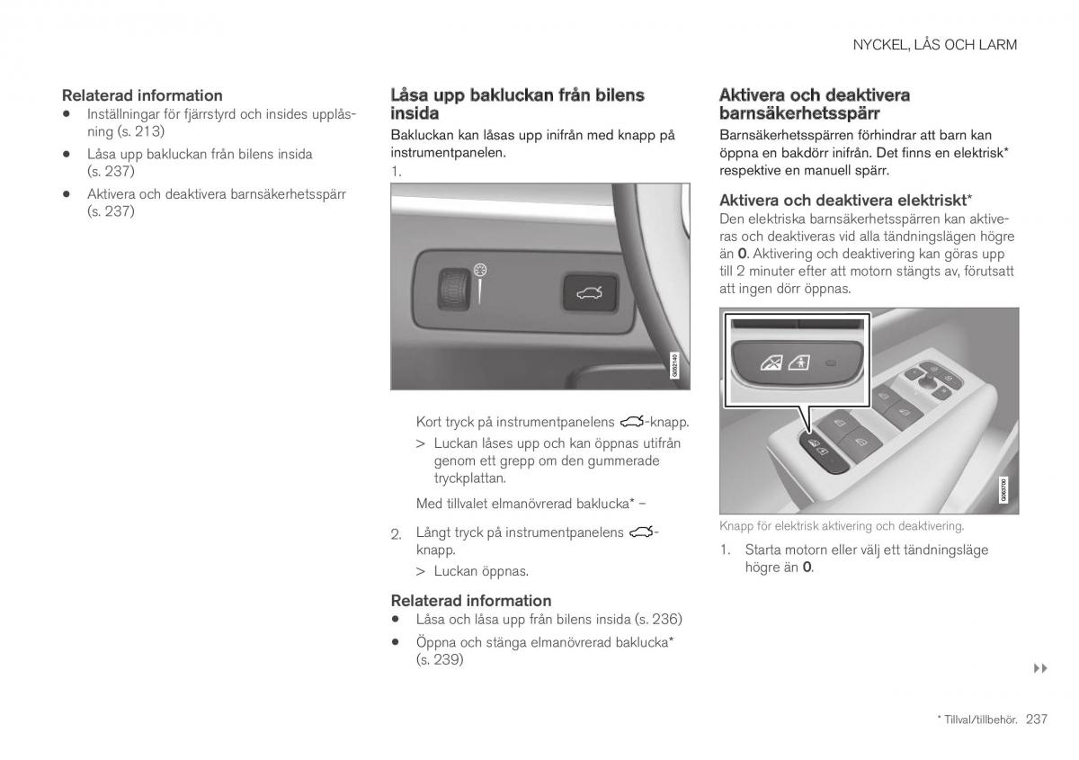  Volvo XC40 Volvo XC40 instruktionsbok / page 239