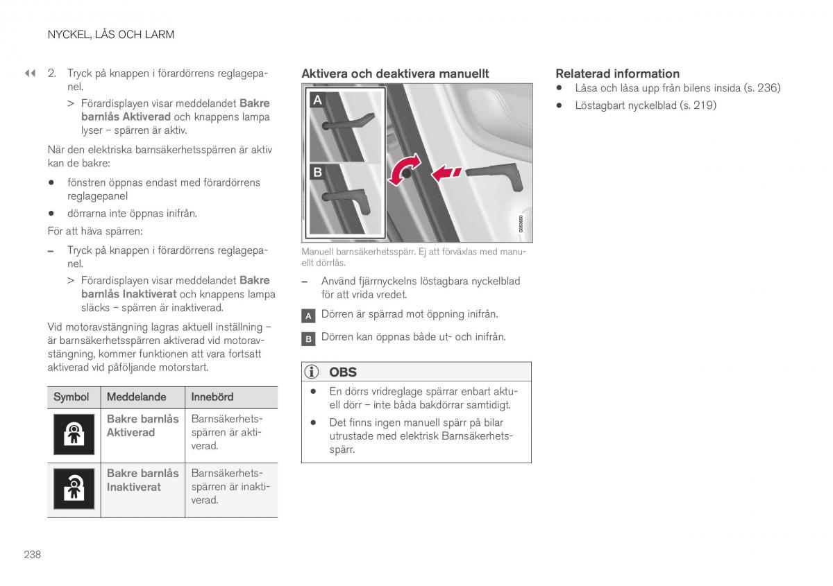  Volvo XC40 Volvo XC40 instruktionsbok / page 240