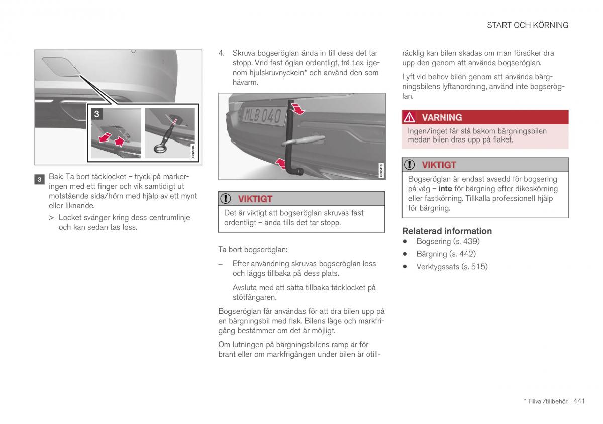 Volvo XC40 instruktionsbok / page 443