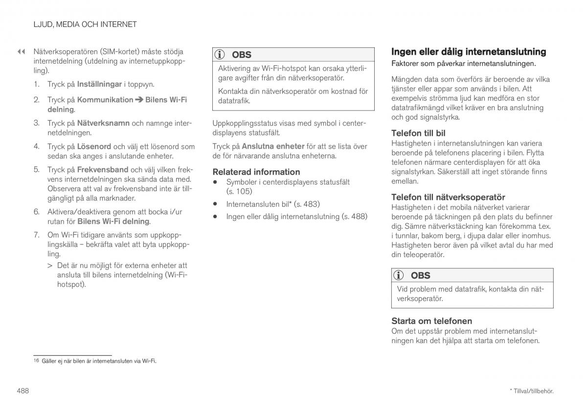  Volvo XC40 Volvo XC40 instruktionsbok / page 490
