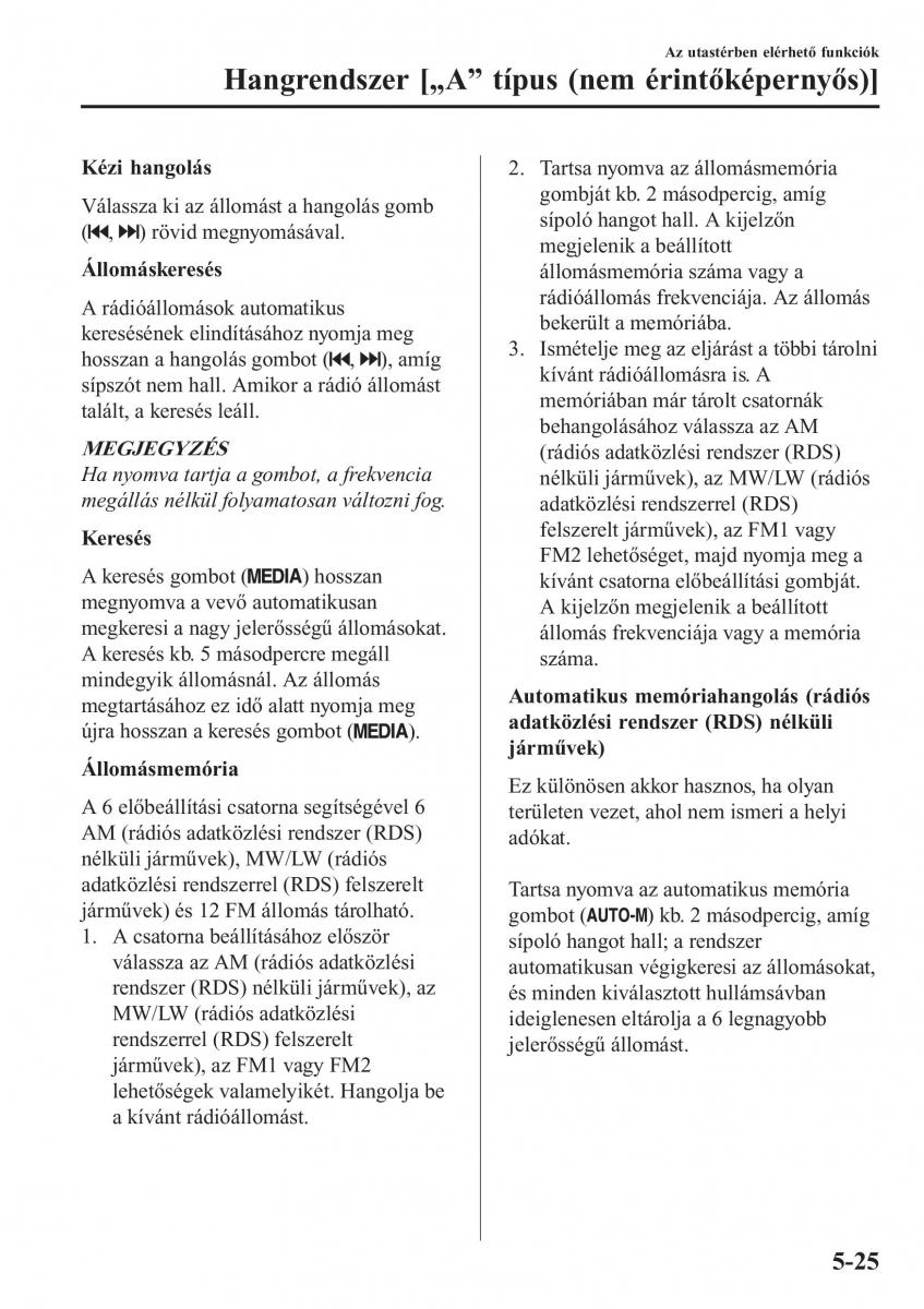 Mazda CX 5 II 2 Kezelesi utmutato / page 443