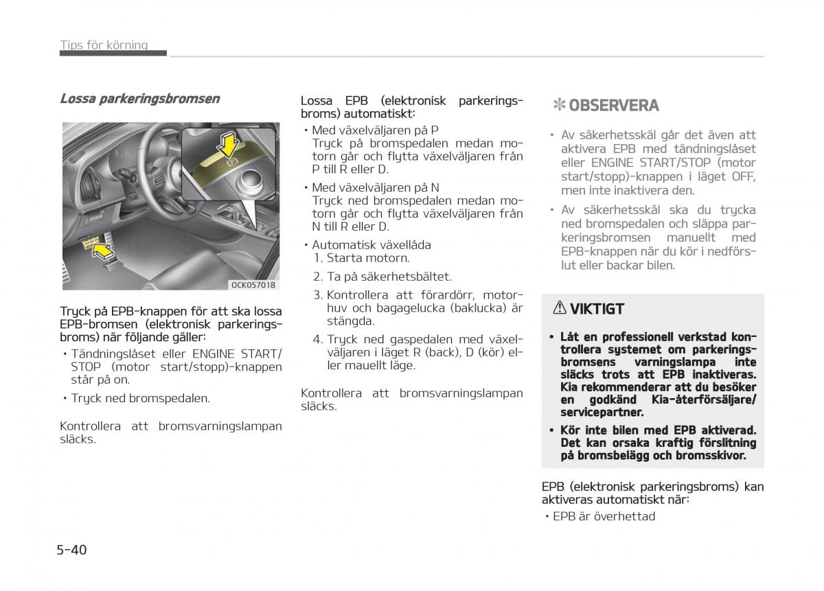 KIA Stinger instruktionsbok / page 272