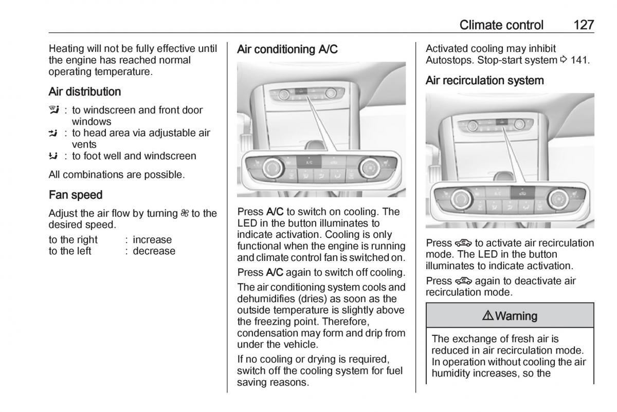 Opel Grandland X owners manual / page 129