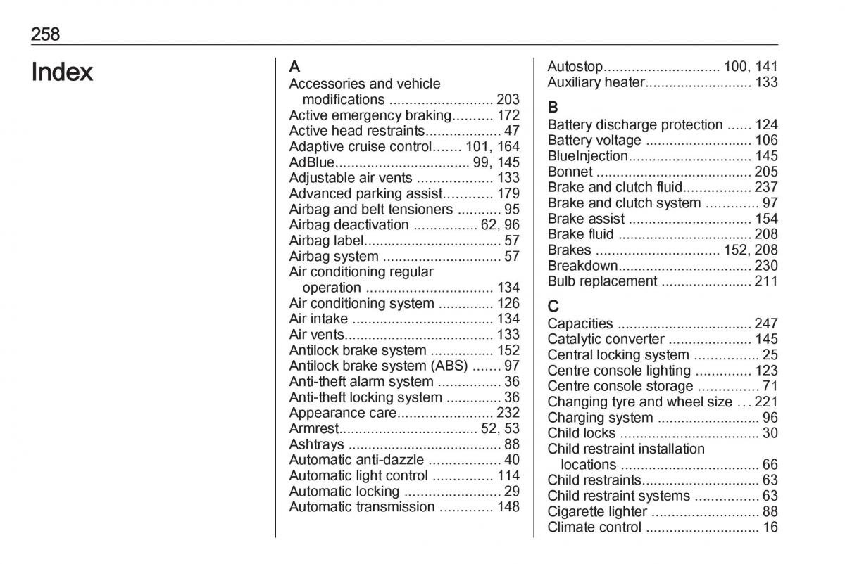 Opel Grandland X owners manual / page 260