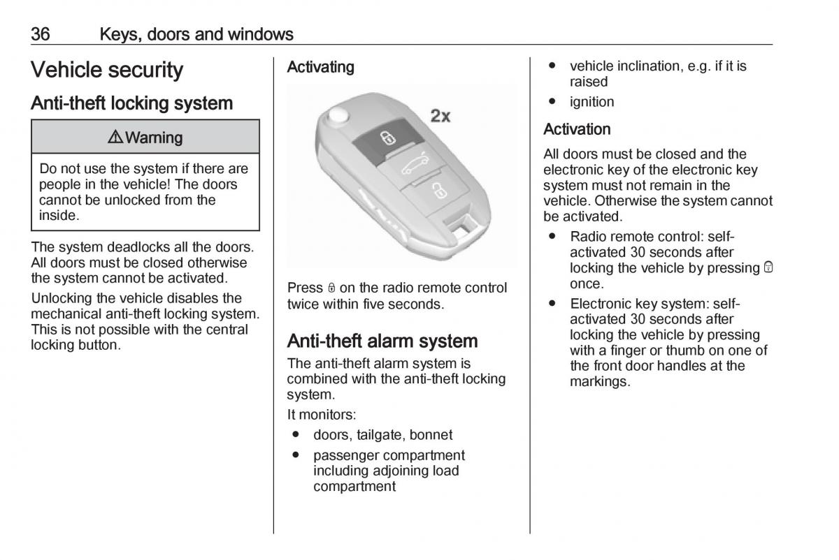 Opel Grandland X owners manual / page 38