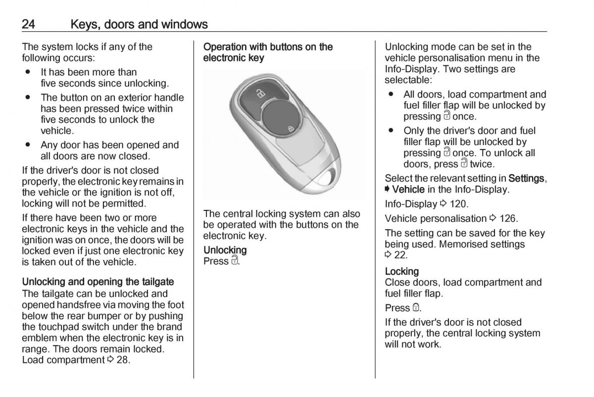 Opel Insignia B owners manual / page 26