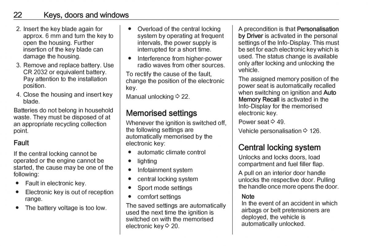 Opel Insignia B owners manual / page 24