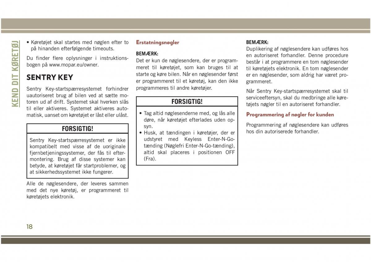 Jeep Compass II 2 Bilens instruktionsbog / page 20