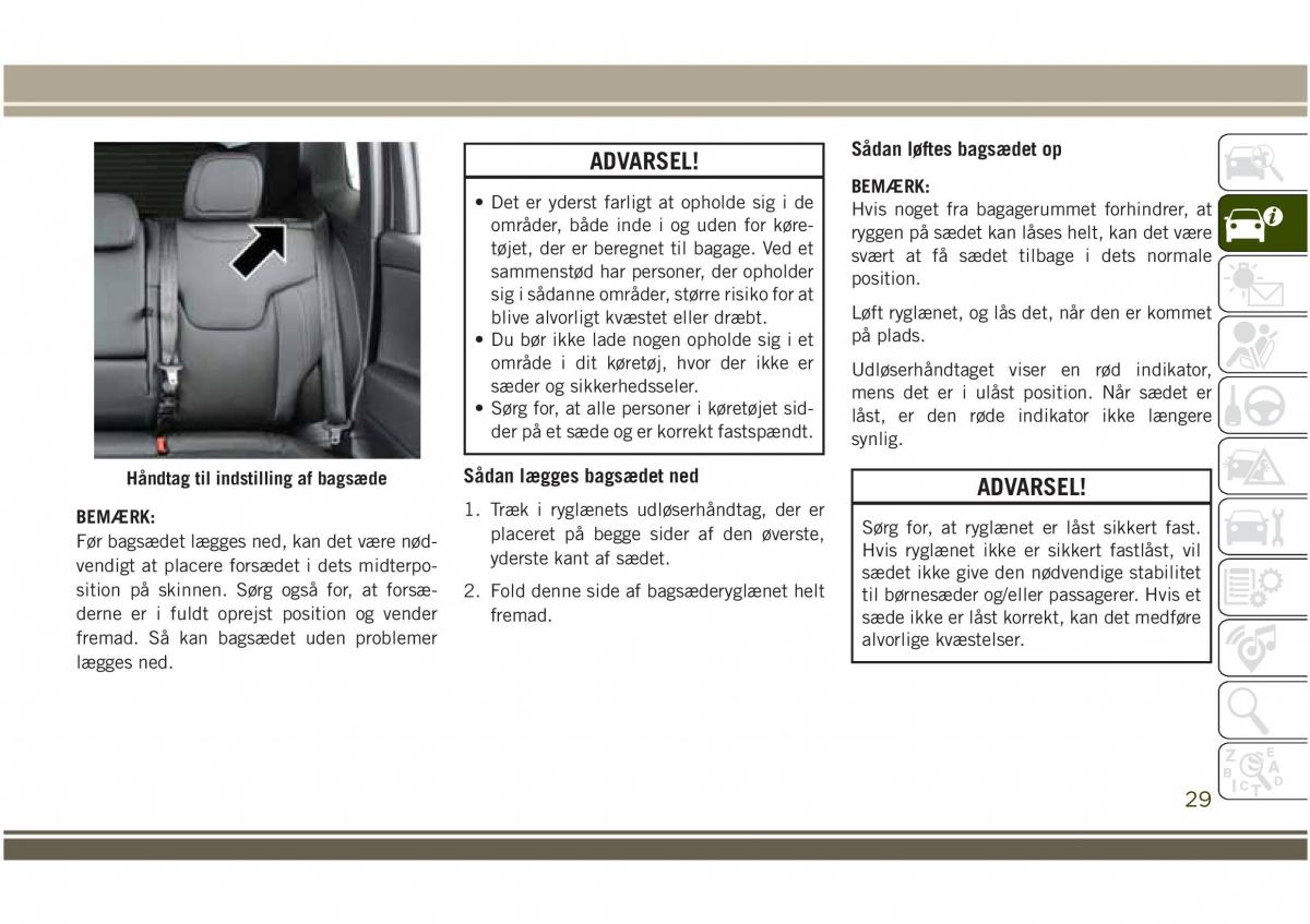Jeep Compass II 2 Bilens instruktionsbog / page 31
