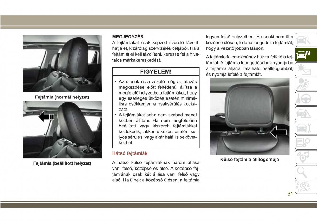 Jeep Compass II 2 Kezelesi utmutato / page 33