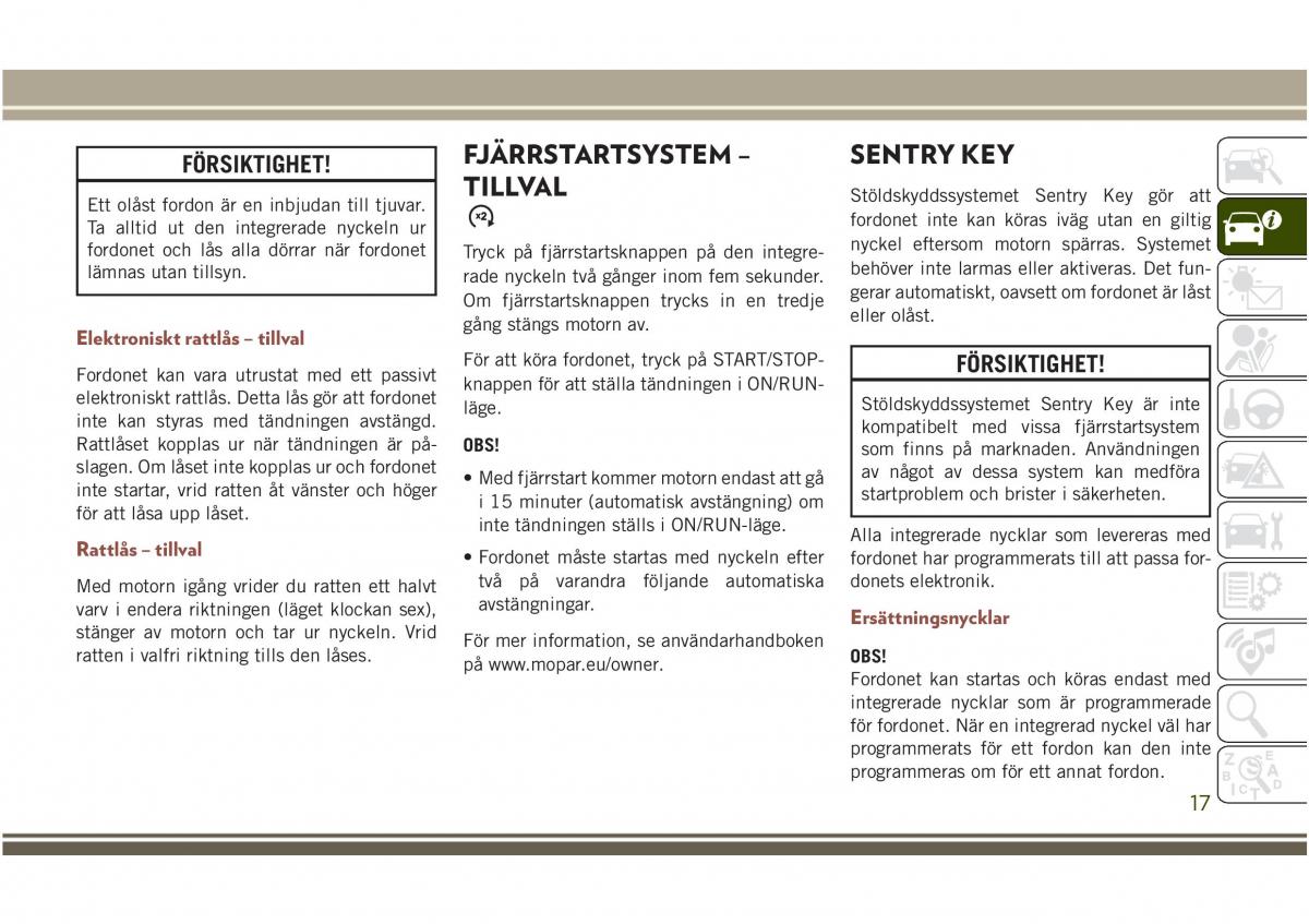 Jeep Compass II 2 instruktionsbok / page 19