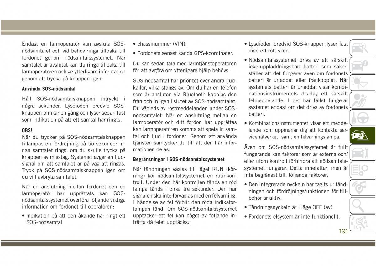 Jeep Compass II 2 instruktionsbok / page 193